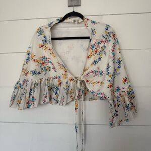 All Things Mochi Women’s Large Floral Ruffle Cape Top